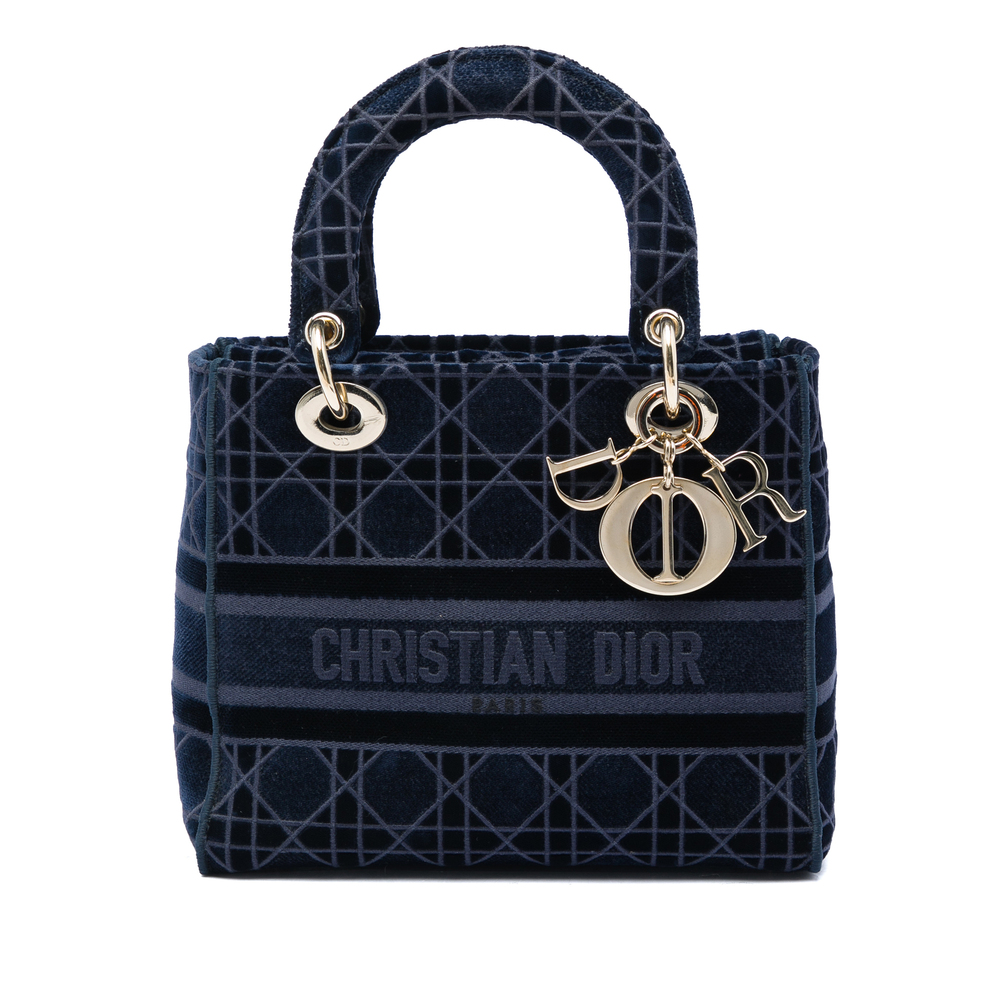Pre-Loved Dior Medium Velvet Cannage Lady D Lite